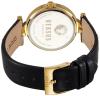 Versus by Versace Women's 'V eyelets' Quartz Stainless Steel and Leather Casual Watch, Color:Black (Model: SCI030016)