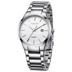 Voeons Men's Watches Auto Date Analog Silver Stainless steel Strap Casual Watch