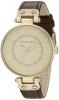 Anne Klein Women's 109168IVBN Gold-Tone and Brown Leather Strap Watch