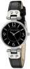 Anne Klein Women's 109443BKBK Silver-Tone Black Dial and Black Leather Strap Watch