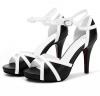 Getmorebeauty Women's White Black Peep Toes Buckle Dress Heeled Sandals
