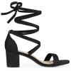 Allegra K Women Open Toe Lace Up Mid Chunky Heeled Sandals