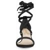 Allegra K Women Open Toe Lace Up Mid Chunky Heeled Sandals