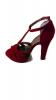 Women's High Heel Peep Toe Shoes Platform Sandal With T Strap Adjustable Ankle Buckle Burgundy