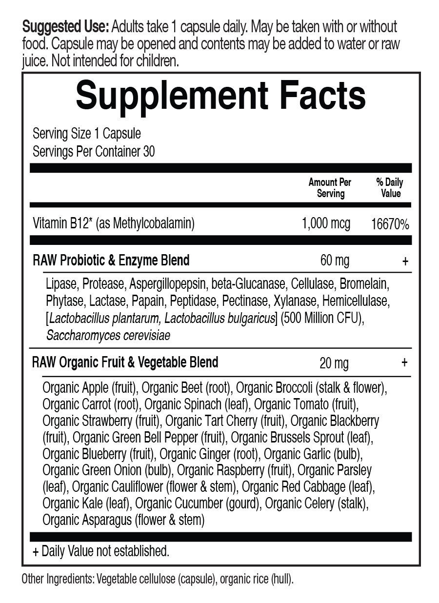 Garden of Life Vegan Vitamin B12 1000 mcg Vitamin Code Raw B12 Whole