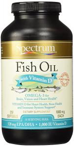Spectrum Essentials Fish Oil with Vitamin D Softgels, 1000 mg, 250 Count