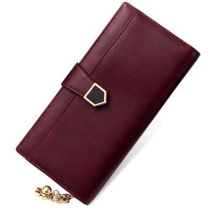 NAWO Women's Leather Wallets Zipper Long Bifold Multi-Card Wallet
