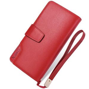 NAWO Women Leather Wallet Secure Spacious Zipper/Button Card Wallet Long Purse