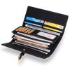 Fineway Women's Long Grid Buckle Leather Handbag Card Holder Purse Wallet