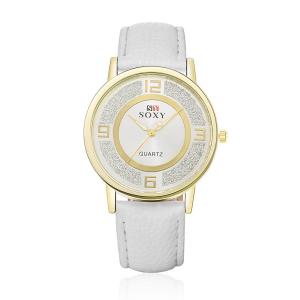 Naivo Women's Quartz Gold Tone and Leather Casual, Color:White (Model: WATCH-1004)