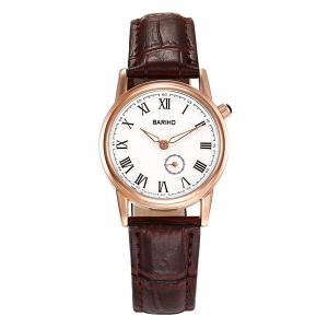 Naivo Women's Quartz Stainless Steel and Leather, Color:Burgandy (Model: WATCH-1057)