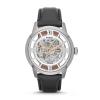 Fossil Men's ME3041 Townsman Automatic Stainless Steel Skeleton Watch With Black Leather Band