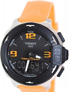 Tissot Black Dial Stainless Steel Orange Rubber Men's Watch T0814201705702