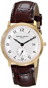 Frederique Constant Men's FC-245AS4S5 Slim Line Dark Brown Leather Strap Watch