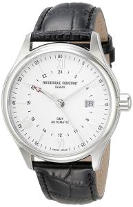 Frederique Constant Men's 'Classics' Silver Dial Black Leather Strap GMT Swiss  Automatic Watch FC-350S5B6