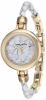 Anne Klein Women's AK/2766HLTE Gold-Tone and White Leather Watch and Bracelet Set