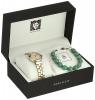 Anne Klein Women's AK/2850JADE Diamond-Accented Gold-Tone Watch and Jade Beaded Bracelet Set