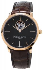 Frederique Constant Men's 'Heart Beat' Swiss Automatic Gold and Leather Dress Watch, Color:Brown (Model: FC-312G4S4)