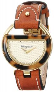 Salvatore Ferragamo Women's FG5020014 Gold Ion-Plated Watch with Brown Leather Band