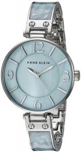 Anne Klein Women's AK/2211LBSV Silver-Tone and Light Blue Marbleized Bangle Watch