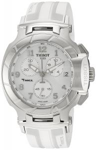 Tissot Women's 'T-Race' Swiss Quartz Stainless Steel and Rubber Sport Watch, Color:White (Model: T0484171701200)