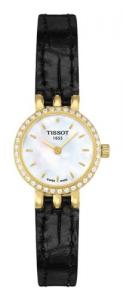 Tissot Women's Lovely T058.009.66.116.01 MOP Diamond Bezel SS Black Leather Strap Watch