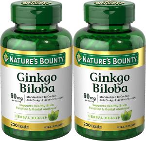 Nature's Bounty Ginkgo Biloba 60mg, 400 Capsules (2 X 200 Count Bottles)