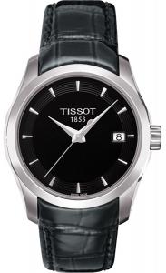 Tissot Women's Courtier T035.210.16.051.00 Black Leather Swiss Quartz Watch with Black Dial