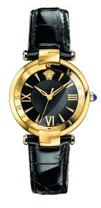 Versace Women's 'REVE' Swiss Quartz Stainless Steel and Leather Casual Watch, Color:Black (Model: VAI020016)