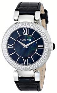 Versace Women's VNC010014 "Leda" Stainless Steel Watch with Black leather Band