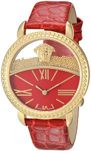 Versace Women's 'KRIOS' Swiss Quartz Stainless Steel and Leather Casual Watch, Color:Red (Model: VAS040016)