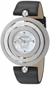 Versace Women's VQT010015 Eon Stainless Steel Watch With Black Leather Band