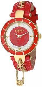 Versus by Versace Women's 'KEY BISCAYNE II' Quartz Stainless Steel and Leather Casual Watch, Color:Red (Model: SCK070016)