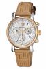 Versace: Day Glam Chronograph Watch With White Gold Dial and Brown Leather Strap