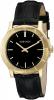 Versace Women's VQA030000 Acron Diamond-Accented Gold-Tone Watch with Black Leather Band