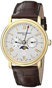 Frederique Constant Men's FC270SW4P5 Business Time Stainless Steel Watch With Brown Leather Band