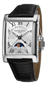 Frederique Constant Men's FC-330MS4MC6 Carree Moonphase Silver Moonphase Dial Watch