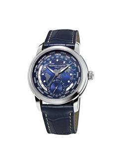 Frederique Constant Men's FC718NWM4H6 Worldtimer Automatic Watch With Blue Leather Band
