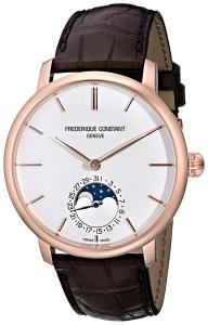 Frederique Constant Men's FC705X4S4 Slim Line Rose Gold-Plated Automatic Watch with Brown Leather Band