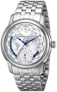 Frederique Constant Men's FC718WM4H6B World Timer Analog Display Swiss Automatic Silver Watch