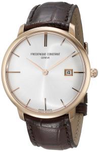 Frederique Constant Men's FC306V4S9 Slim Line Analog Display Swiss Automatic Brown Watch