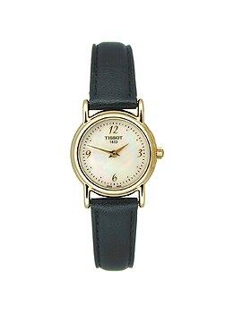 Tissot Carson Small Gold Black Leather Mother-of-Pearl Dial Women's Watch #T71.3.180.74