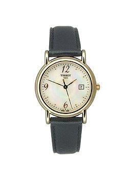 Tissot Carson Gold Black Leather Mother-of-Pearl Dial Women's Watch #T71.3.189.74