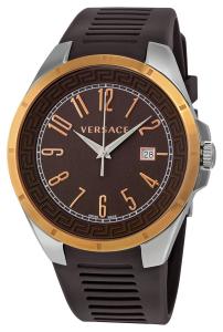 Versace V-Man Brown Dial Rubber Strap Mens Watch P7Q89D598 S497