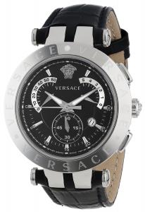 Versace Men's 23C99D008 S009 "V-Race" Stainless Steel Watch with Leather Band