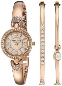 Anne Klein Women's AK/2260RGST Swarovski Crystal Accented Rose Gold-Tone Watch and Bangle Set