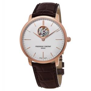 Frederique Constant Men's 'SlimLine' Swiss Automatic Gold and Leather Dress Watch, Color:Brown (Model: FC-312V4S4)