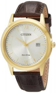 Citizen Men's AW1232-04A Eco-Drive Gold-Tone Watch with Brown Leather Band