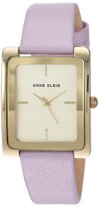 Anne Klein Women's Quartz Metal and Leather Dress Watch, Color:Purple (Model: AK/2706CHLV)