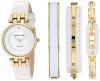 Anne Klein Women's Diamond-Accented and Leather Strap Watch and Bangle Set